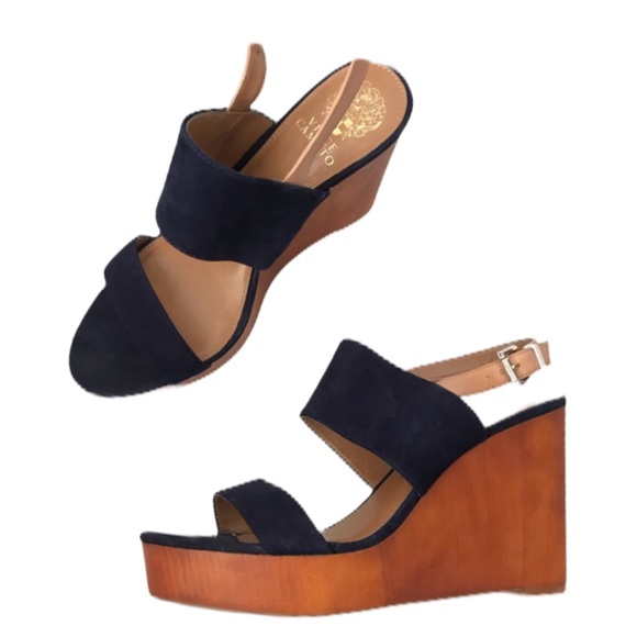 Vince Camuto Shoes - Vince Camuto suede and leather wedge size 9 heels